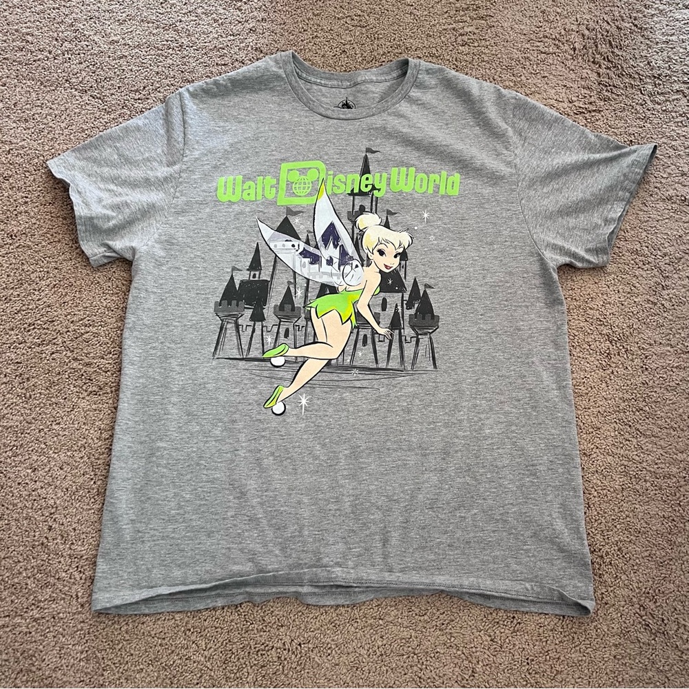 Disney Gray Tinker Bell Short Sleeve Tee Unisex XL
